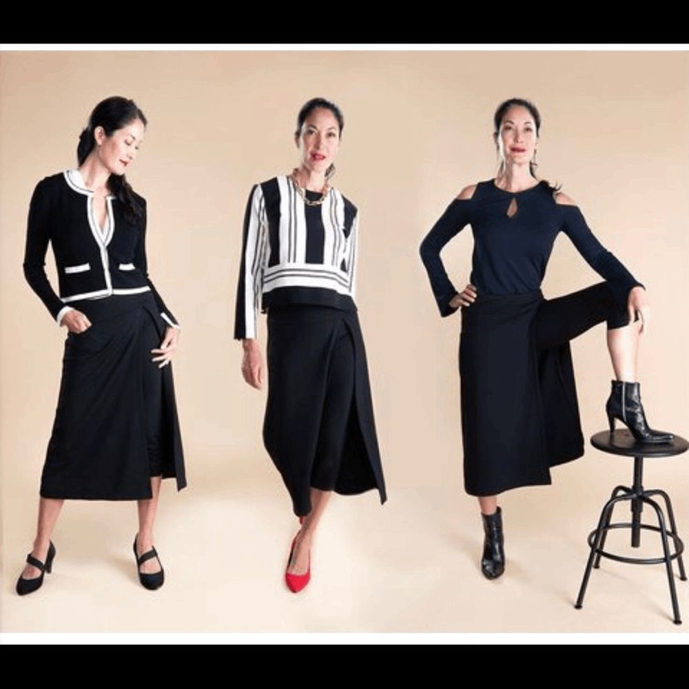 New Betabrand Black the Bossy Pants Midi Skirt Skort Large